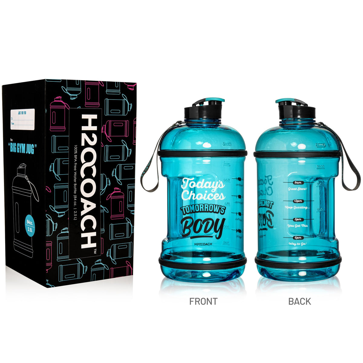 New Edge 2.5L 84oz Motivational Water Bottle - Color:  Blue/Black