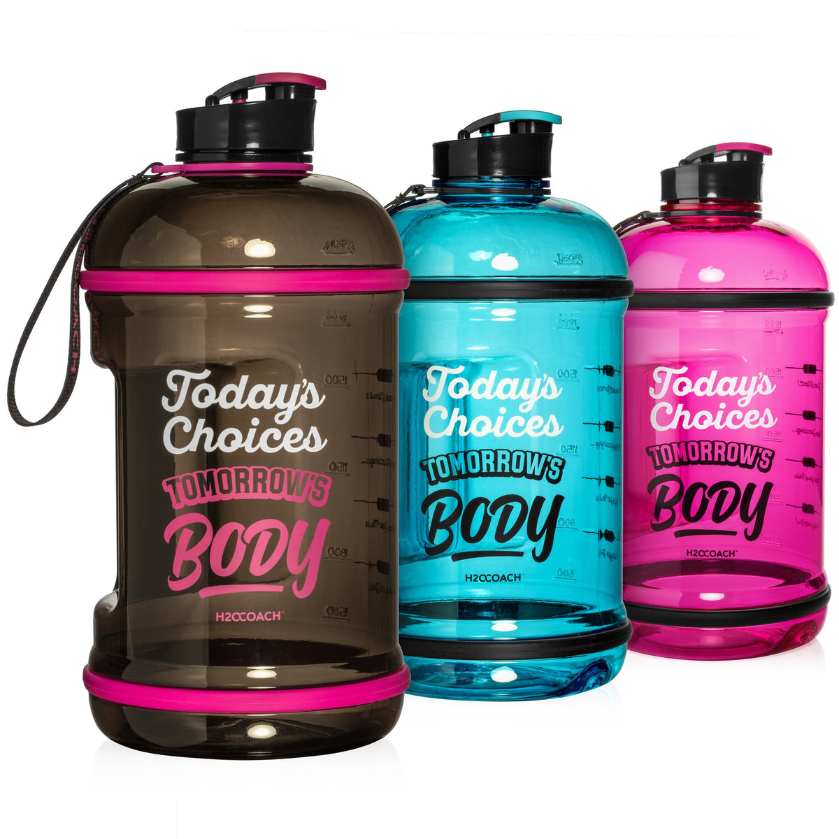 New Edge 2.5L 84oz Motivational Water Bottle - Color:  Hot Pink/Black