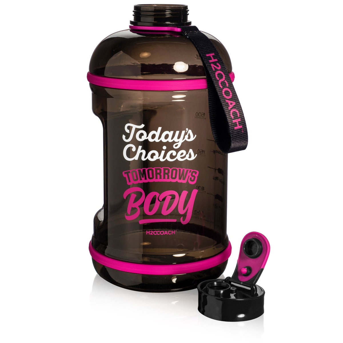 New Edge 2.5L / 84oz Motivational Water Bottle - Black/Pink