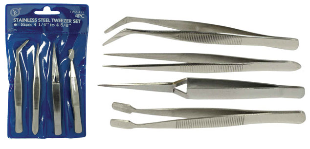 4Pc Hobby Tweezer Set in Pouch