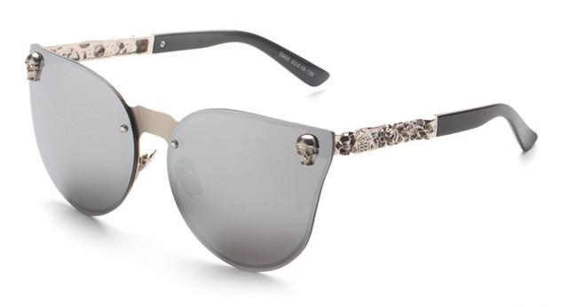 Women Cat Eye Sunglasses Metal Frame Star carving Flower Sunglasses