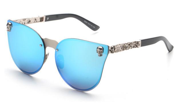 Women Cat Eye Sunglasses Metal Frame Star carving Flower Sunglasses