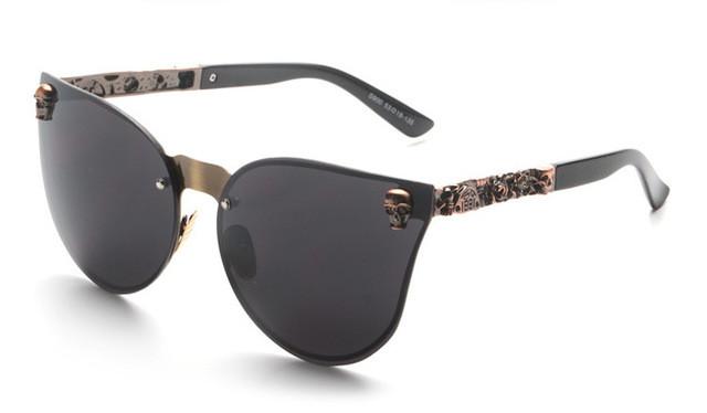 Women Cat Eye Sunglasses Metal Frame Star carving Flower Sunglasses