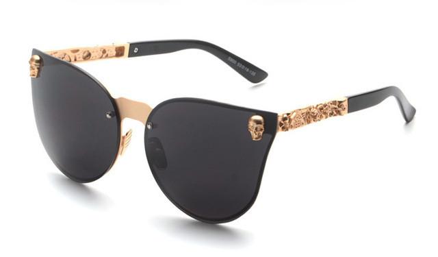 Women Cat Eye Sunglasses Metal Frame Star carving Flower Sunglasses