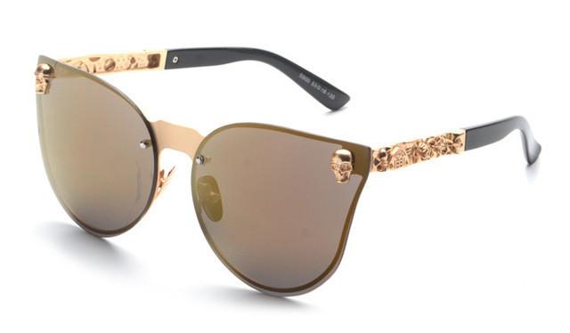 Women Cat Eye Sunglasses Metal Frame Star carving Flower Sunglasses