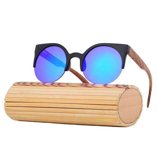 Fashion Round Bamboo Sunglasses Men Wood Sunglasses