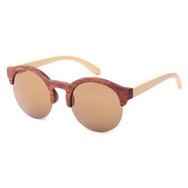 Fashion Round Bamboo Sunglasses Men Wood Sunglasses