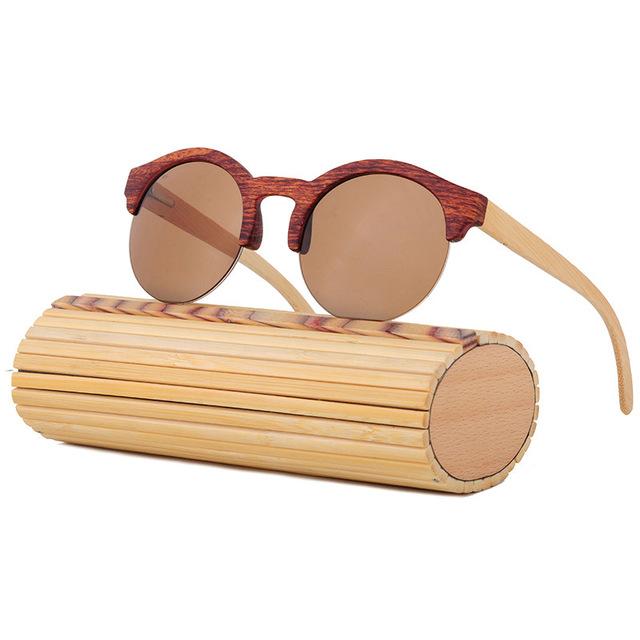 Fashion Round Bamboo Sunglasses Men Wood Sunglasses