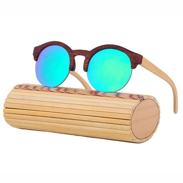 Fashion Round Bamboo Sunglasses Men Wood Sunglasses