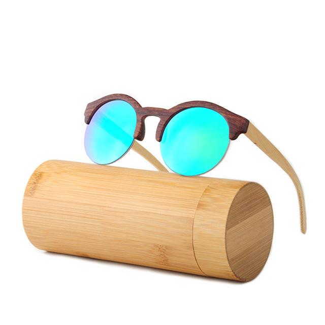 Fashion Round Bamboo Sunglasses Men Wood Sunglasses