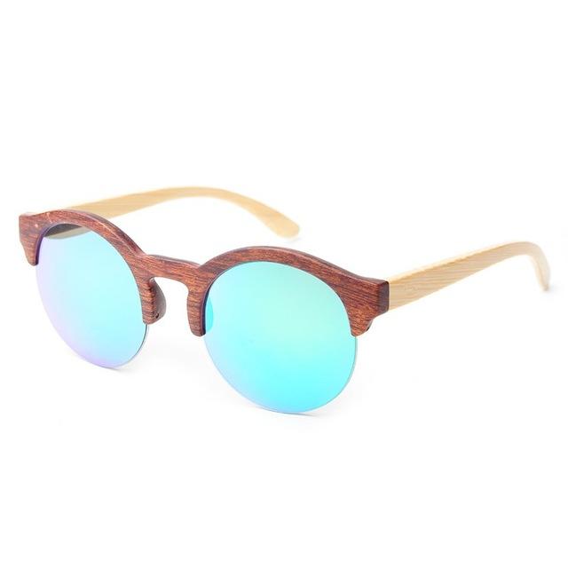 Fashion Round Bamboo Sunglasses Men Wood Sunglasses