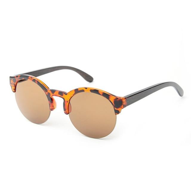 Fashion Round Bamboo Sunglasses Men Wood Sunglasses