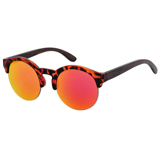 Fashion Round Bamboo Sunglasses Men Wood Sunglasses
