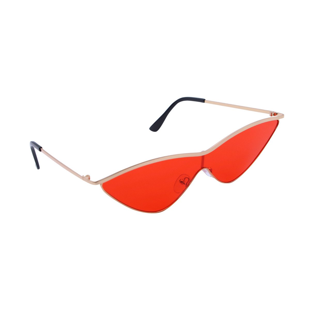 Women's Cat Eye Sunglasses Metal Frame with Colored Mirror One Piece