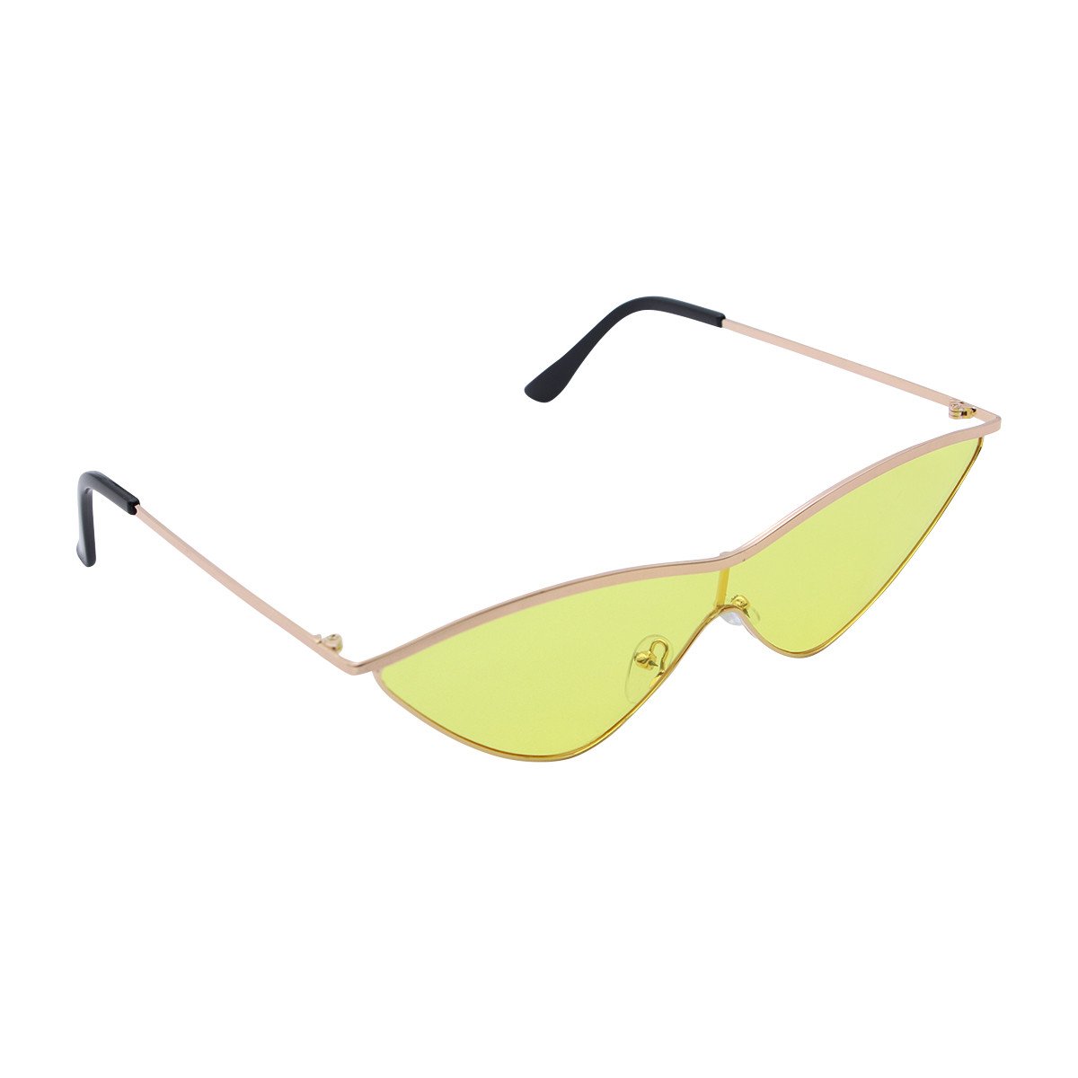 Women's Cat Eye Sunglasses Metal Frame with Colored Mirror One Piece