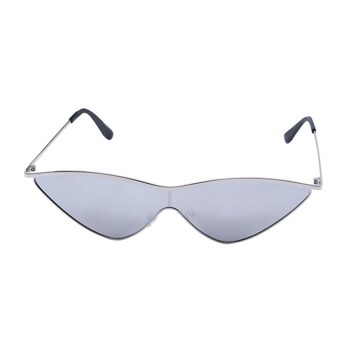 Women's Cat Eye Sunglasses Metal Frame with Colored Mirror One Piece